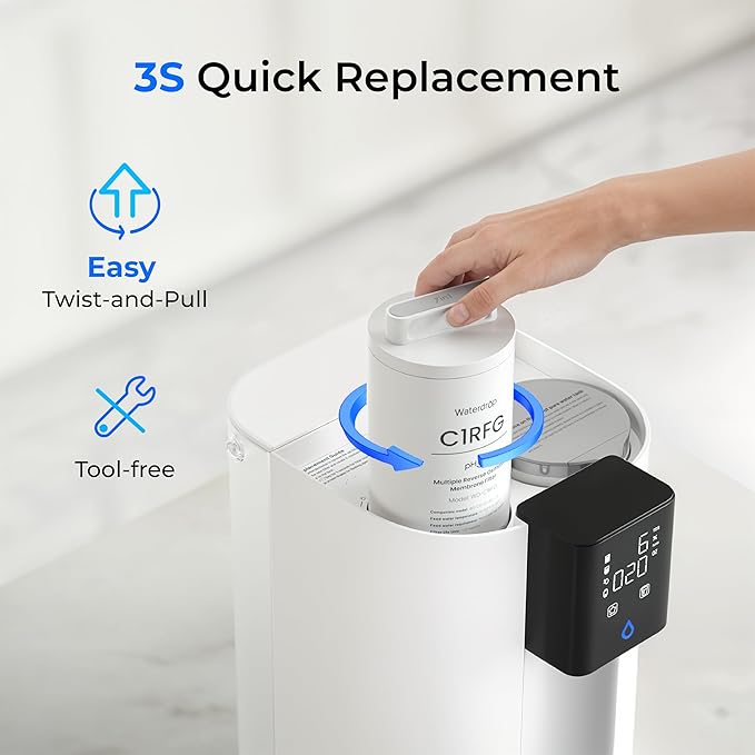 Waterdrop C1RFG Filter, Replacement for Waterdrop C1SL Countertop CoreRO System, 12-month Lifetime