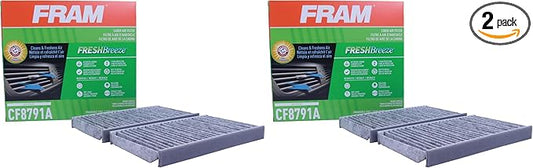 FRAM Fresh Breeze Cabin Air Filter Replacement for Car Passenger Compartment w/Arm and Hammer Baking Soda, Easy Install, CF8791A for GM Truck Vehicles, white (Pack of 2)