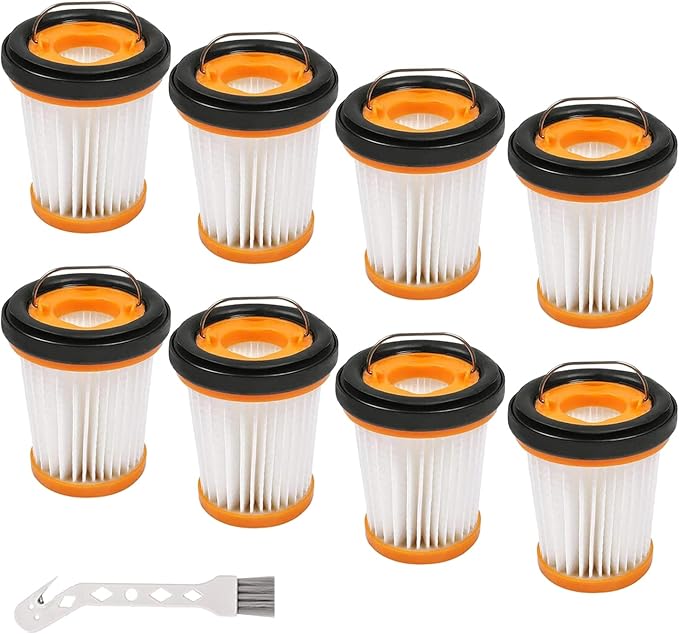 WV201 Filter Replacement for Shark Wandvac ION W1 S87 Handheld Vacuum Filter Replacement WV200, WV201, WV205, WV201BK, WV220, Compare to Part # XHFWV200, 8 Pack Filters and 1 Clean Brush
