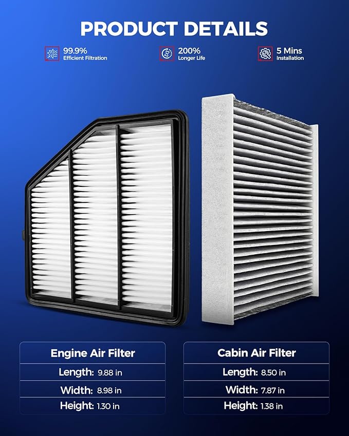 KAX Engine & Cabin Air Filter Kit, Replacement for Nissan Altima 2019-2025 2.5L, Replace# CA12551 CF12552
