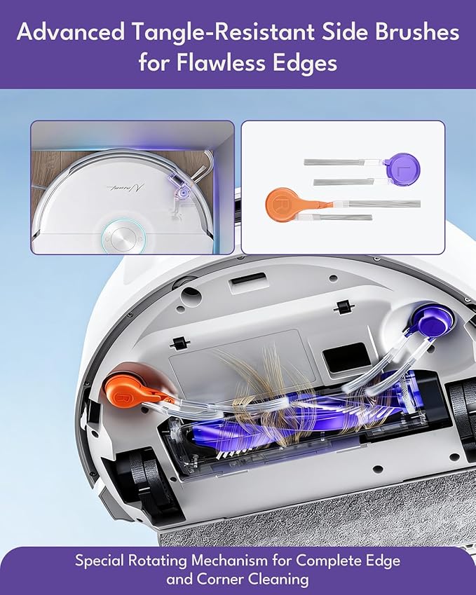 12 Pcs Accessories Kit for Narwal Flow Robot Vacuum Cleaner: 1 Main Brushes, 4 Side Brushes, 2 HEPA Filters, 3 Dust Bags, 1 Track Mop Pad, 1 Cleaning Brush