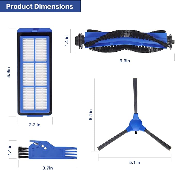 Replacement Part for Eufy RoboVac 11S Max RoboVac 15C Max RoboVac 30C Max RoboVac G30 Edge G10 Hybrid Robot Vacuum Cleaner Accessories Kit, Including 1 Main brush, 8 Side brushes, 4 Filters