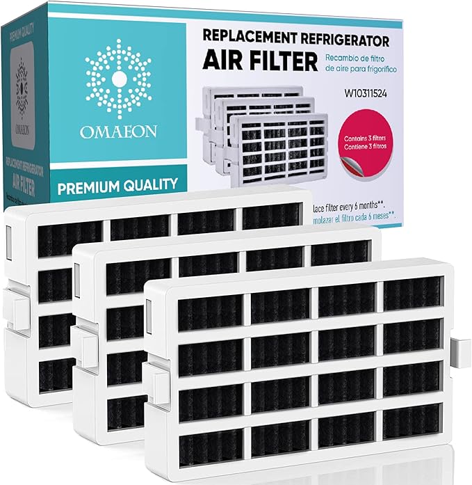 W10311524 Fresh Flow Air Filter For Whirlpool Refrigerator 2319308, W10335147, W10335147A, W10315189, AIR1, 1876318, AP4538127, AH2580853, EA2580853, PS2580853, 2319303 (3 Pack)