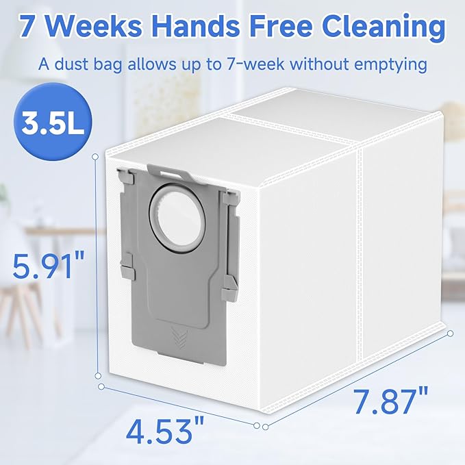 20 Packs Q Revo Dust Bags for Roborock QV 35A/Qrevo S5V/Saros 10/10R/Qrevo/Q RevoS/Qrevo Pro/Plus/MaxV/Master/Curv S5X/Edge S5A/S8 MaxV/S8 Max Ultra Robot Vacuum Cleaner, 3.5L Large Capacity
