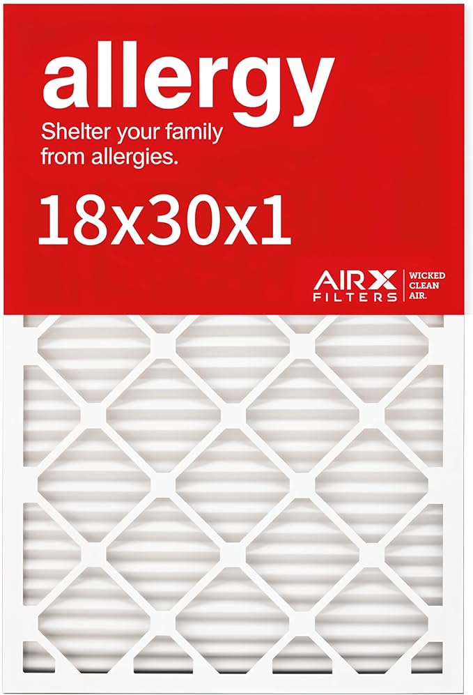 AIRx Filters 18x30x1 Air Filter MERV 11 Pleated HVAC AC Furnace Air Filter, Allergy 6-Pack, Made in the USA