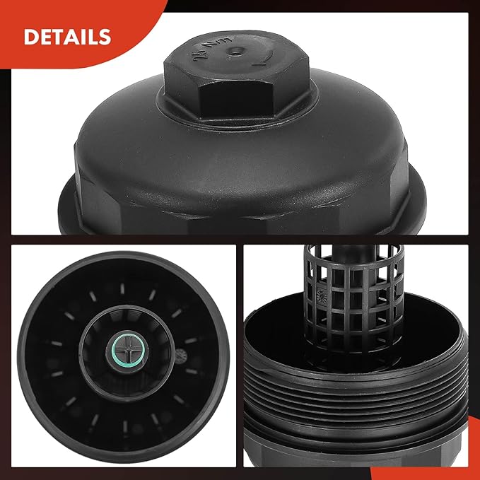 A-Premium Oil Filter Housing Cap Assembly Compatible with BMW 320i, 323Ci, 323i, 323is, 325Ci, 325i, 325xi, 328Ci, 328i, 328is, 330Ci, 330i, 330xi, X5, 525i, 528i, 530i, X3, Z4, Replace# 11421744000