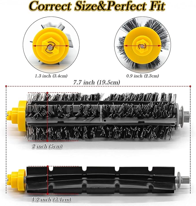Replacement Parts for iRobot Roomba 600 Series 690 980 670 660 651 650 630 614 595 585 564 552 Vacuum Cleaner, 6 Replenishment Kit, 6 Side Brushes, 2 Set Bristle and Beater, 2 Wheel Tires