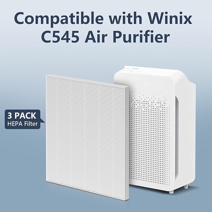 C545 HEPA Replacement Filter S Compatible with Winix C545 Air Purifier, 3 Pack H13 True HEPA Filter S, Part number 1712-0096-00