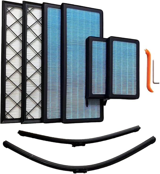 Tesla Model Y Cabin Air Filter Set, 6-Pack HEPA and Mesh Filters, 2 windshield wipers, 2020-2025 Compatible, OEM Fit