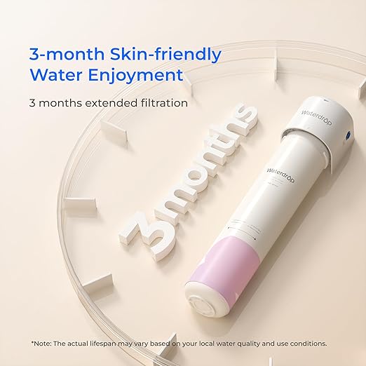 Waterdrop BFU1 Bathroom Sink Filter for Skincare, Strontium-enriched, Water Softner, Reduce 99.9% of Harmful Substance in Bathroom Sink Faucet, Reduces Skin Redness and Irritation