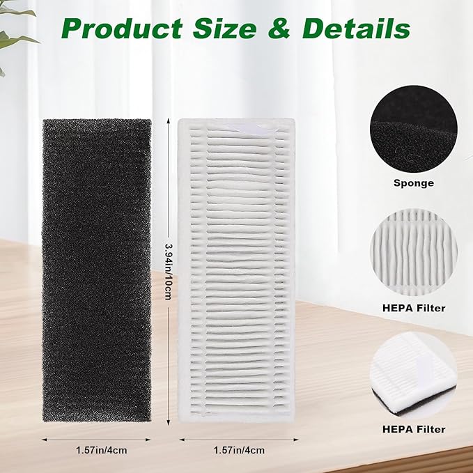 Filter Replacement Compatible with Tikom G8000 Max and 2025 Year L8000 Pro Robot Vacuum -4 Pack Wet Dry Vacuum Cleaner Filter Kit(Not for Tikom G8000/G8000 Pro）