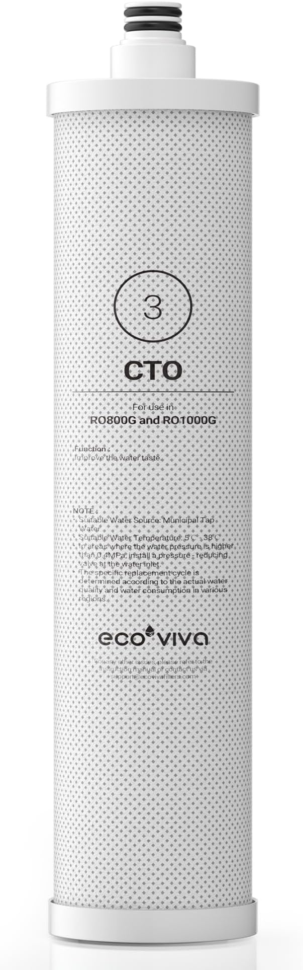 Ecoviva CTO Filter For RO800G/RO1000G Under Sink Water Filter System