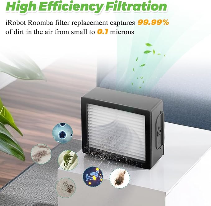 9-Pack HEPA Filter Replacement for iRobot Roomba E I J Series Combo E5 E6 E7 i3 i3+ i4 i4+ i5 i5+ i6 i6+ i7 i7+/plus i8 i8+ J5 J6 J8 Robot Vacuum Cleaner-9 x High-Efficiency Filters 4639161, 1 x Brush