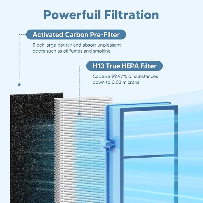 HAPF30AT Filter Replacement for Holmes AER1 Air Purifier, Compatible with HAPF300AH-U4R and HAP242-NU, Funmit 4 Filters & 8 Activated Carbon Pre-Filters, Blue
