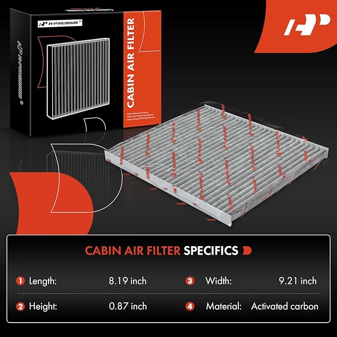 A-Premium Cabin Air Filter with Activated Carbon - Compatible with Hyundai & Kia Vehicles - Accent, Tucson, Veloster, Genesis Coupe, Forte Koup, Rio, Rondo, Sportage
