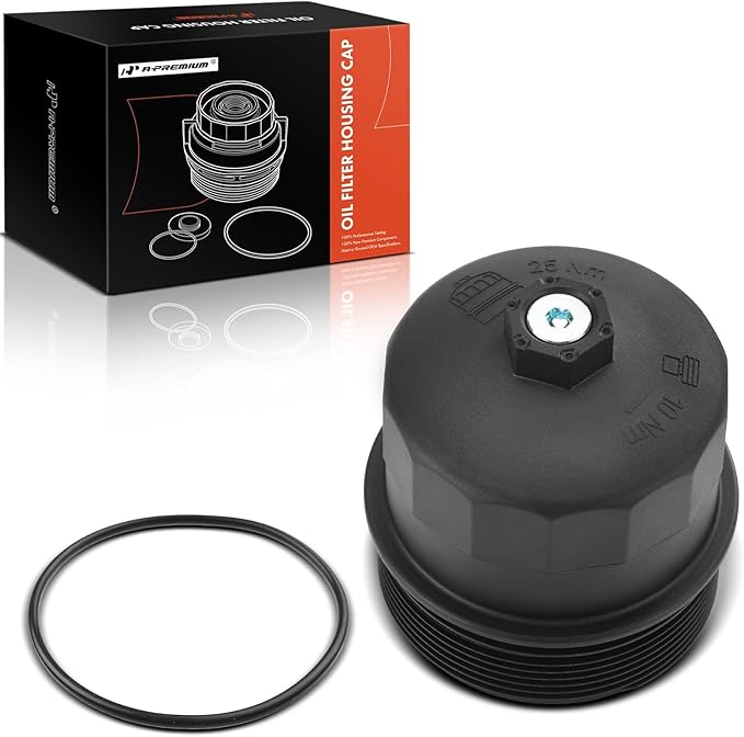A-Premium Oil Filter Housing Cap Assembly Compatible with BMW X5 2004-2010, 545i 2004-2005, 550i 2006-2010, 745i/745Li 2002-2005, 750i, 750Li, 760i, 760Li, 645Ci, 650i, Alpina B7, Replace# 11427521353