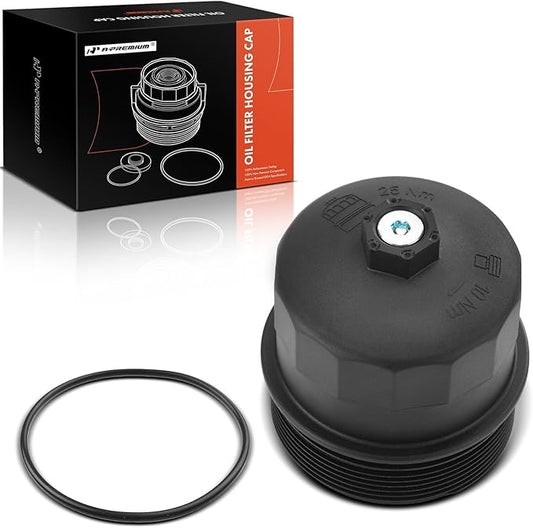 A-Premium Oil Filter Housing Cap Assembly Compatible with BMW X5 2004-2010, 545i 2004-2005, 550i 2006-2010, 745i/745Li 2002-2005, 750i, 750Li, 760i, 760Li, 645Ci, 650i, Alpina B7, Replace# 11427521353