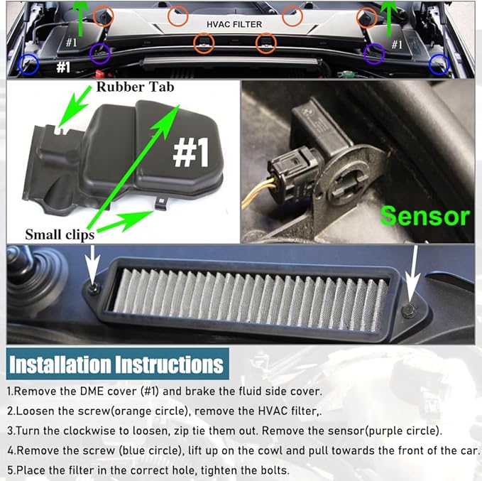 Cabin Air Cowl Filters Compatible with BMW E chassis E82 E88 E90 E91 E92 E93 X1 335i 135i 328i Red