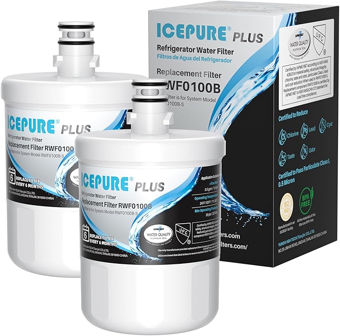 ICEPURE PLUS 5231JA2002A NSF/ANSI 53 & 42 Certified Refrigerator Water Filter, Remove Lead, Replacement for LG LT500P, ADQ72910911, ADQ72910901, ADQ72910907, Kenmore 9890, 469890, GEN11042FR-08, 2PACK