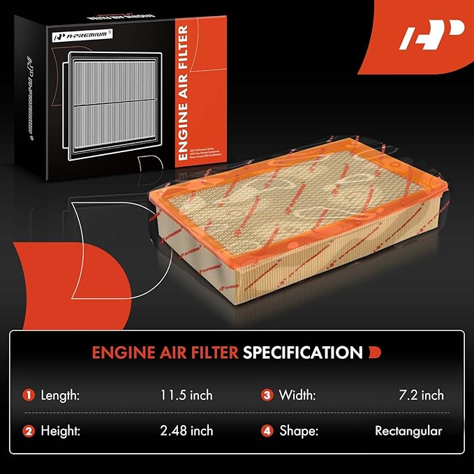 A-Premium 2-PC Engine Air Filter Compatible with BMW 745i/745Li 2002-2005 4.4L, 750i/750Li 2006-2007 4.8L, 760i 2004-2006, 760Li 2003-2008/2010, Alpina B7 2007-2008 & Rolls-Royce Phantom 2004-2013