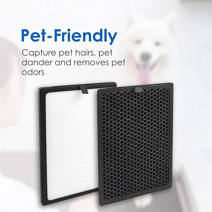 Flintar Air Max 8L True HEPA Replacement Set, Compatible With Okaysou AirMax8L Air Purifier, Blue Ultra-Filter H13 True HEPA + Yellow Duo-Filter Activated Carbon Combo Pack