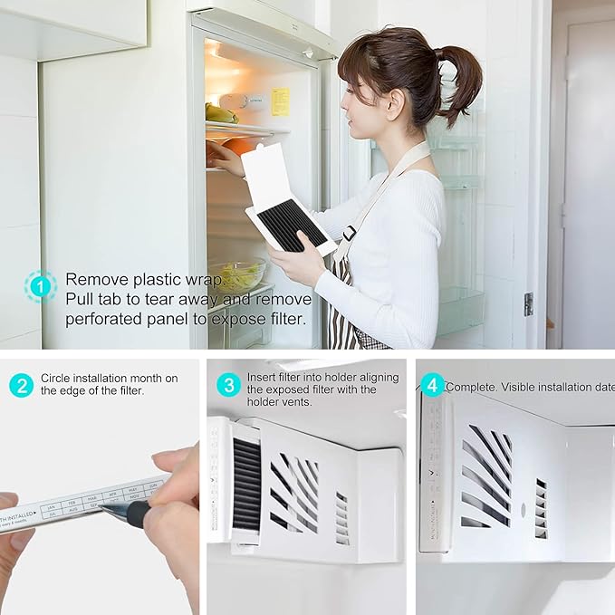 Refrigerator Air Filter Replacement 6 Pack - Carbon Activated Filter Compatible with Frigidaire & Electrolux Pure Air Ultra Reduce Odors for EAFCBF, PAULTRA, RAF1150 242061001,242047801, 242047804