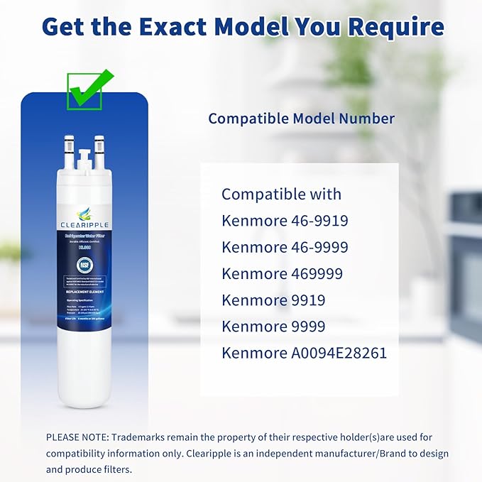 Compatible with Kenmore 9999, 469999, 46-9999, A0094E28261 Water and Ice, NSF Certified Refrigerator Water Filter, 3 Pack