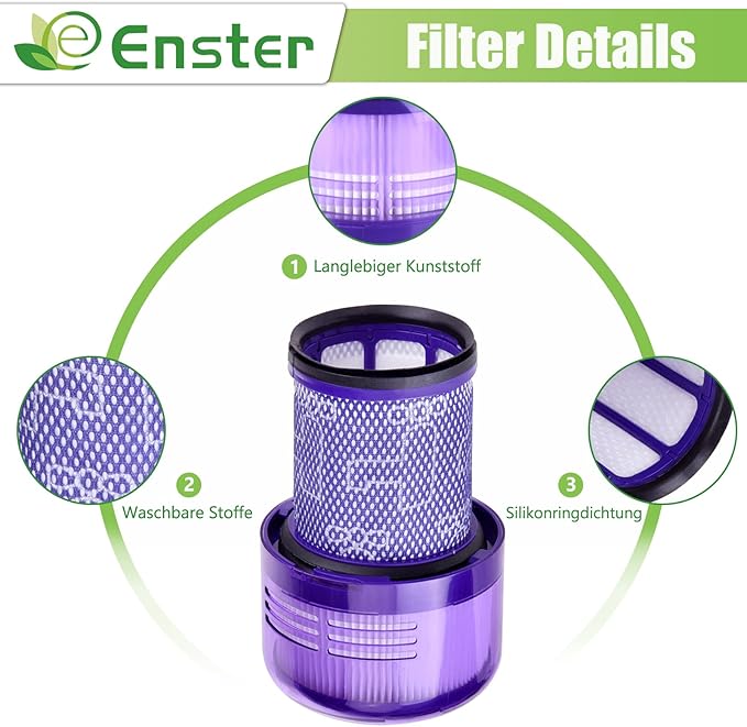 V12 Filter Replacement for Dyson V12 Detect Slim, Detect Slim Animal, Slim+ Cordless Vacuum and V12 Slim Absolute Vacuums, SV34, SV35 V12 Vacuum Cleaner Filter Replacement, Part No. 971517-01, 3 Pack