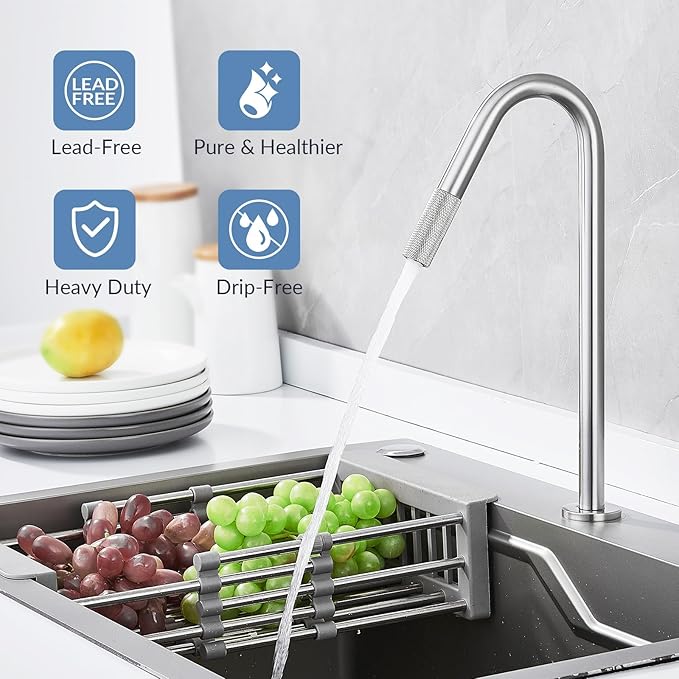 Brushed Nickel RO Drinking Water Faucet for Kitchen Sink, Sanliv Stainless Steel Filtered Water Faucet for Reverse Osmosis or Water Filtration System, Brushed Nickel
