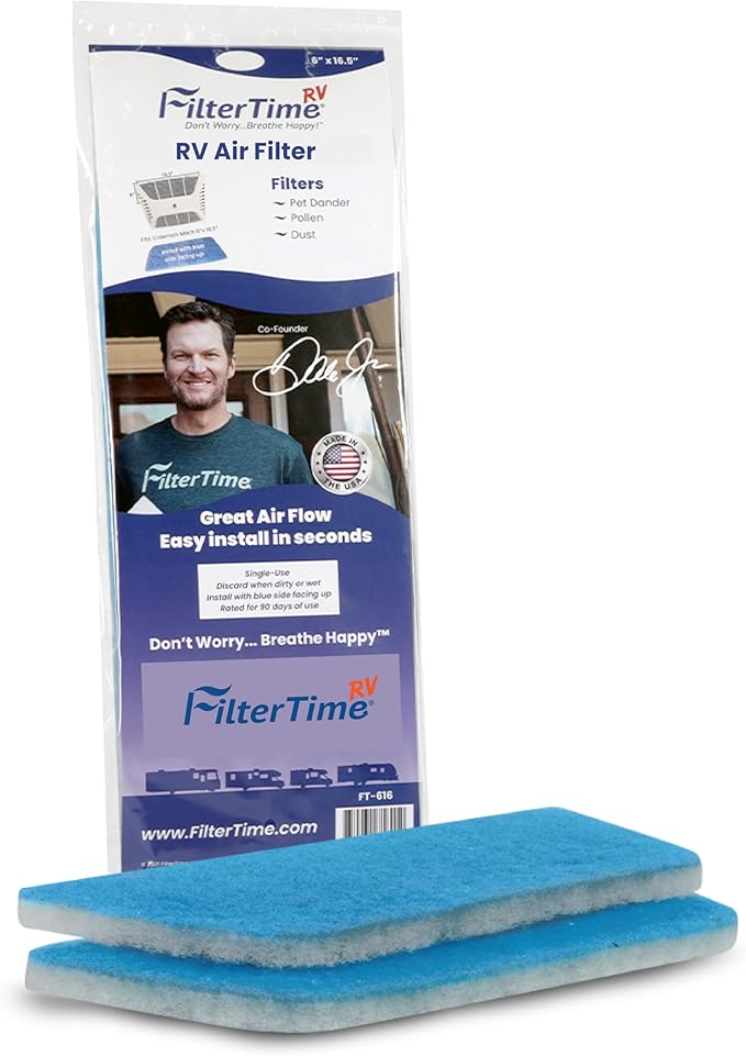 FilterTime RV FT-616 RV Air Filter 6”x16” AC Filter Replacement for Coleman Mach (2 filters per pack) MERV 6 Replaces Original Air Filter