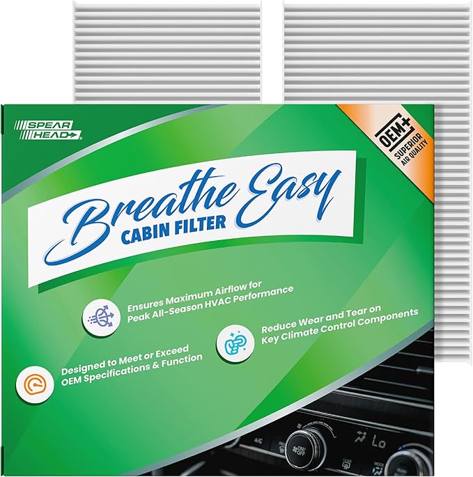 Spearhead OEM+ Particulate Breathe Easy Cabin Filter | Fits 02-06 RSX, 02-06 CR-V, 01-05 Civic, 03-11 Element Like OEM | Provides Max Airflow & Enhanced Performance (BE-135P)