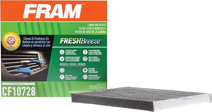 FRAM Fresh Breeze Cabin Air Filter with Arm & Hammer Baking Soda, CF10728 for Hyundai / Kia Vehicles