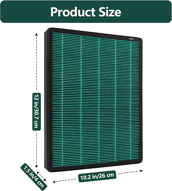 300/300S HEPA Filter Replacement, Compatible with Coway AIRMEGA Max2 300/300S Air Purifier AP-1515-H, 2-In-1 Green Air Purifier Filter and Activated Carbon Filter for Dust, Smoke and More, 2Pack