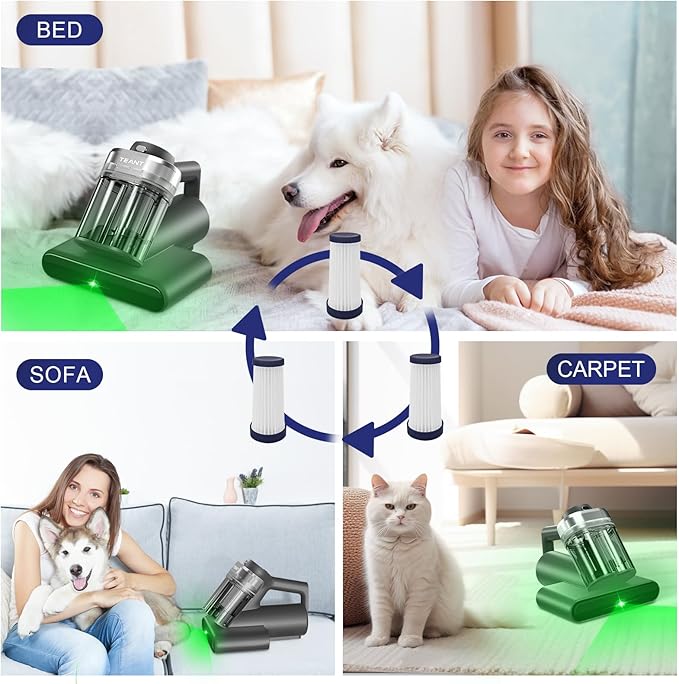 2 Pcs HEPA Filter, Replacement HEPA Filter for Teant Blue Pink Gray Upgrade and Cordless Mattress Vacuum