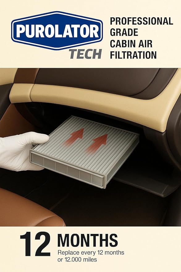 Purolator TC15388 PurolatorTECH Cabin Air Filter Compatible With Chevrolet Silverado 1500, Silverado, 2500, Silverado3500, Tahoe, Equinox, Suburban 1500, GMC Sierra and Sierra 2500 HD (Pack of 3)