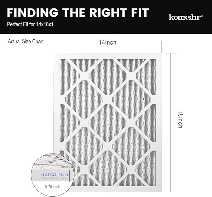 14x18x1 Air Filter MERV 13 (6-Pack), HVAC/Furnace AC Filter Replacement, Dust Defense–Comparable with MPR 1500-1900 & FPR 10 (Actual 13.75x17.75x0.75)