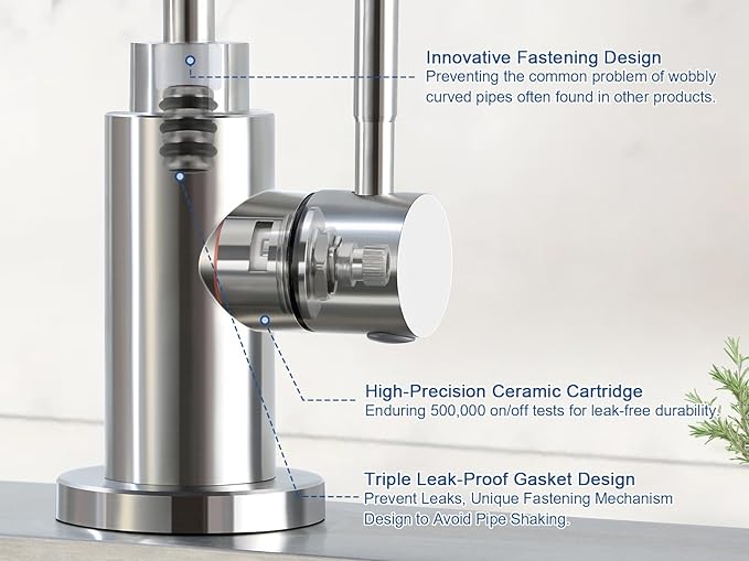 Reverse Osmosis Faucet Fits Most RO Units or Water Filtration System, Non-Air Gap Stainless Steel Drinking Water Faucet for Bar, Kitchen Sink, RV (DM001 BN)