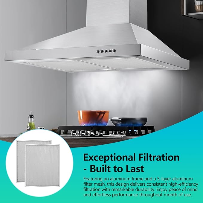 BPS1FA30 Universal Range Hood Filter Replacement 14.21"x11.89"x0.35" - Aluminum Frame & Mesh - Heavy Duty Grease Filter - 4 Pack by seteams