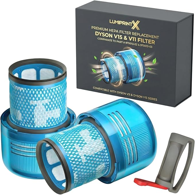 Dyson V15 Filter, 2-Pack Premium True HEPA Replacement Filters Compatible with Dyson V15, V15 Absolute/Submarine, V11 Animal, V11 Completed/Absolute, V11 Filter with Trigger Clamp, Part no. 970013-02