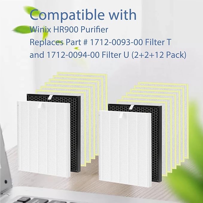 Ontheone HR900 Filter Replacement Kit Compatible with Winix HR900 Purifier, Replaces Part # 1712-0093-00 Filter T and 1712-0094-00 U, 2 Set