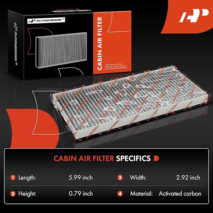 A-Premium 2-PC Cabin Air Filter with Activated Carbon Compatible with Jeep Models - Wrangler 2011 3.6L, Wrangler 2012-2017 3.8L, Wrangler JK 2018 3.6L