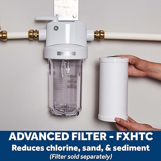GE Whole House Water Filtration System, Reduces Sediment, Rust & More, Install Kit & Accessories Included, Replace Filters (FXHTC, FXHSC) Every 3 Months, GXWH40L