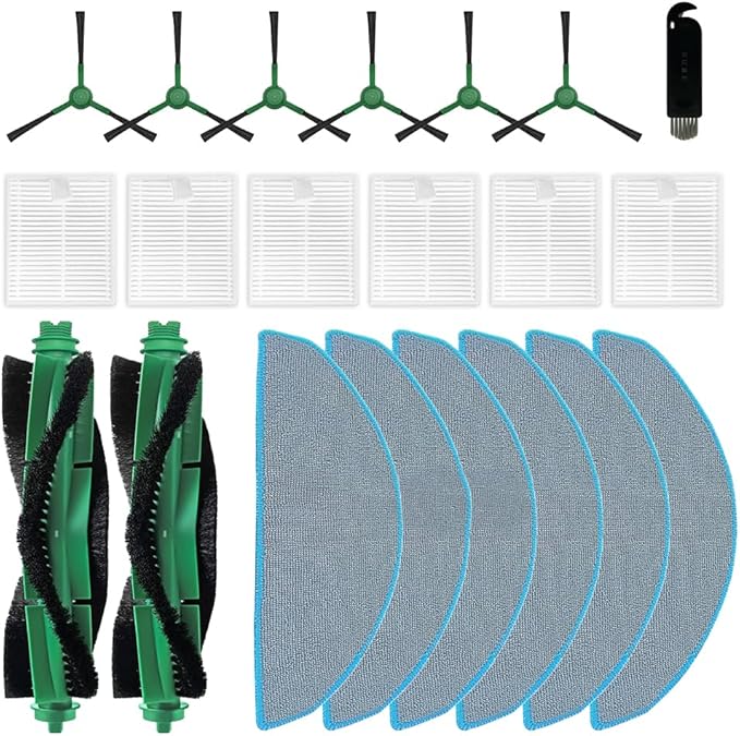 21 Pcs Replacement Parts Accessories Compatible with iRobot Roomba 104 Combo, Roomba 105 Combo,Y0140, Y0110 Robot Vacuum, 2 Roller Brush, 6 Hepa Filters, 6 Side Brushes,6 Mop Pads,1 Cleaning Brush