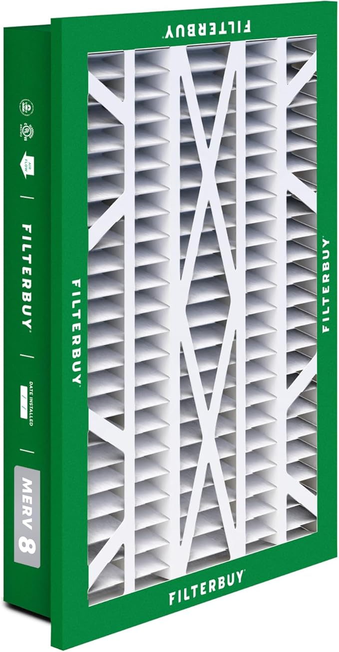 Filterbuy 16x25x5 Air Filter MERV 8 Essential Dust & Allergy Defense (3-Pack), Electrostatic Pleated HVAC AC Furnace Filters for Honeywell Return Grille (Actual Size: 14.38 x 23.38 x 3.69)