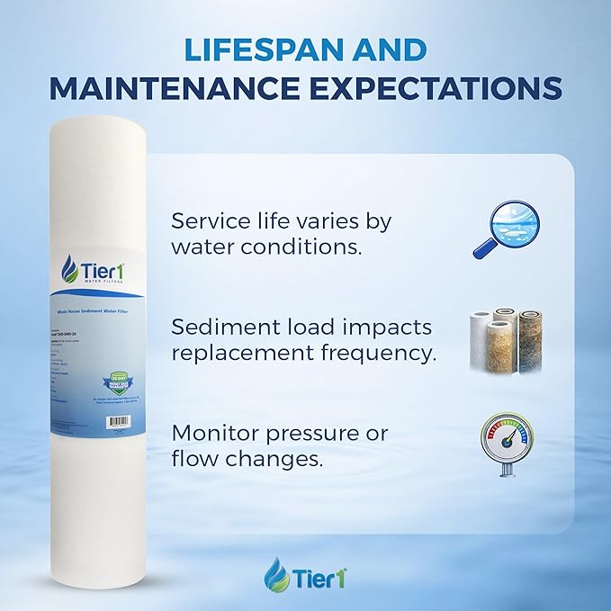 Tier1 5 Micron 10 x 4.5 Water Filter | Spun Wound Polypropylene Whole House Water Filter Cartridge | Replacement for Pentek DGD-5005, WDGD-5005, 155357-43 | 4.5 x 10 Water Filter (12-Pack)