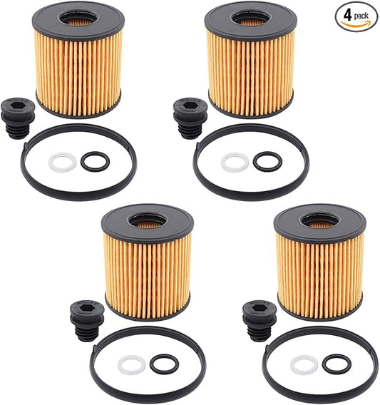 ApplianPar Pack of 4 Engine Oil Filter with Seals for Hyundai Elantra 2021-2023, Sonata 2020-2022, Kona 2022-2023 Replace 26320-2J000