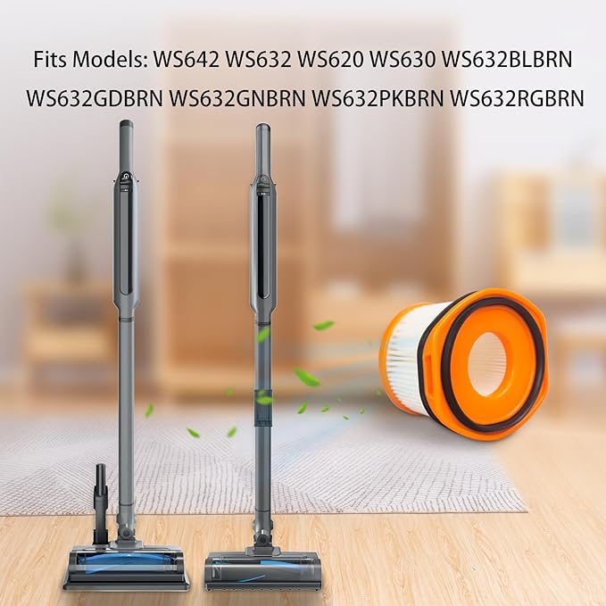 (4 Pack) WS642 Filter Replacement Vacuum Filter for Shark Wandvac System WS630 WS620 WS642 WS632 WS632BLBRN WS632GDBRN Replace to Part # XFFWV360
