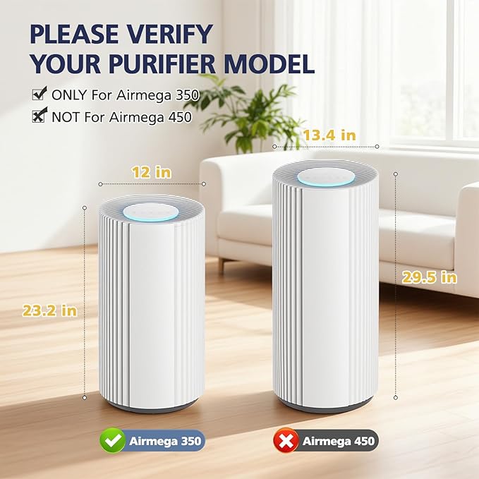 Airmega 350 Filter Fresh Starter Plus, Compatible with Coway Airmega 350 Air Purifier, 3-in-1 Filter Replacement with HEPA Layer and Granular Activated Carbon