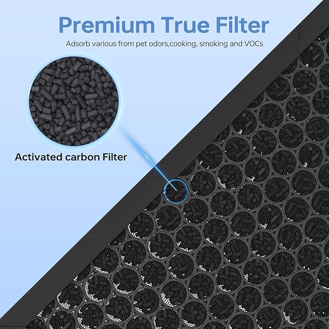 1712-0123-00 Replacement Filter Q for Winix 5510 and 5520,Activated Carbon Filter Combo for pet odors,Part Includes:2 True HEPA Filters & 2 Carbon Filter,1 Pack Cleaning Brush