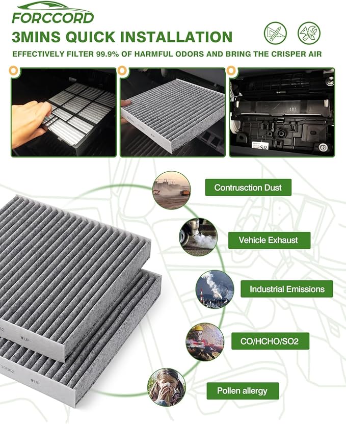 Cabin Air Filter and Engine Air Filter Fits for Toyota 4RUNNER 4.0L(2009-2003), FJ CRUISER 4.0L(2009-2007) Activated Carbon Cabin Filter Replacement CF9846A CA9683
